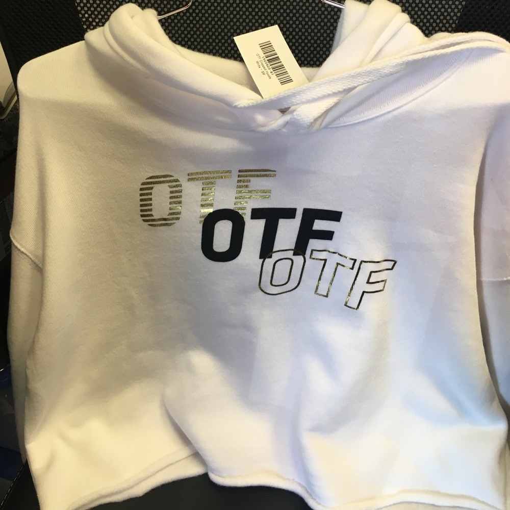 OTF White Cropped Hoodie